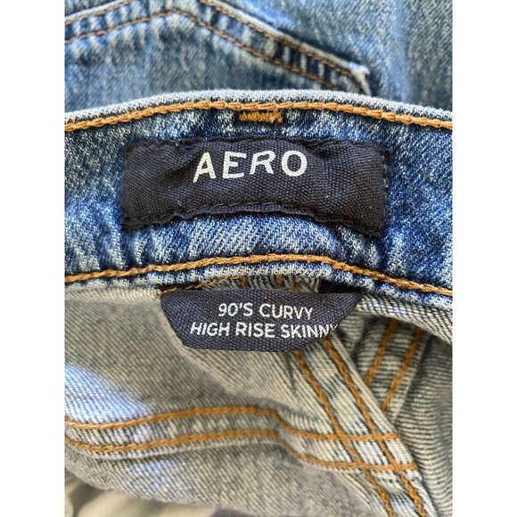 Aéropostale Women’s 90s Curvy High-Rise Skinny Jeans Blue Denim 8R Vintage Style - Picture 4 of 7